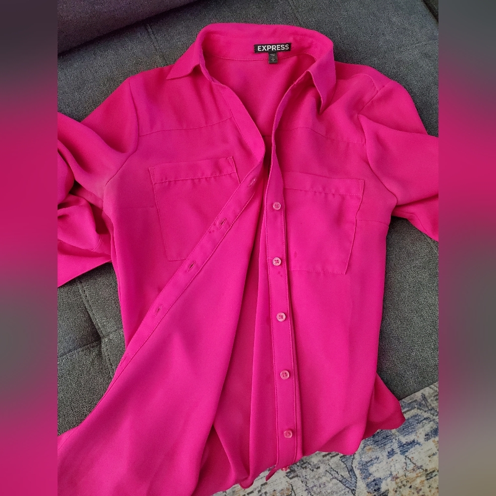 Express button down. Hot pink blouse